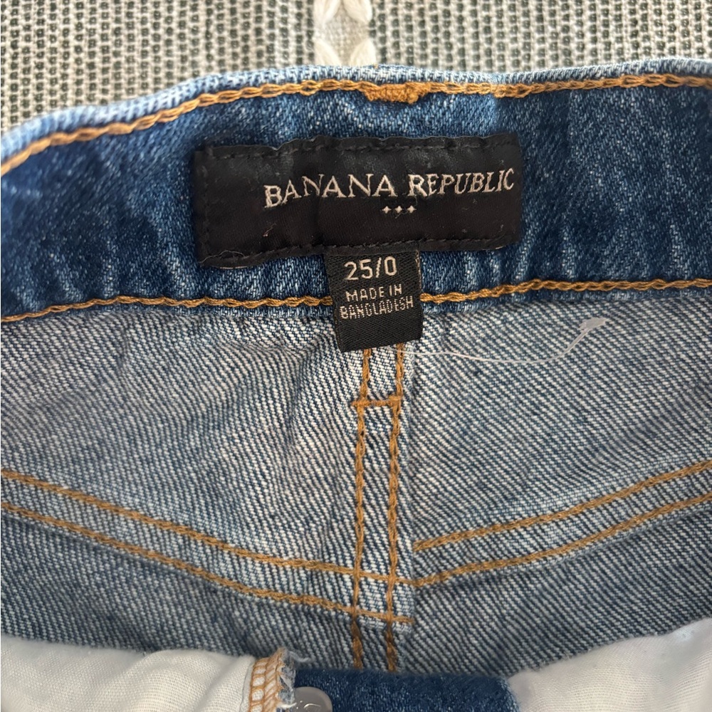 Banana Republic Shorts Womens 25/0 Blue Denim Jean Button Fly High Rise - Picture 2 of 5